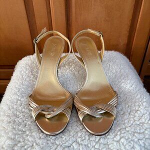 J Crew Gold / Metallic Slingback Heels